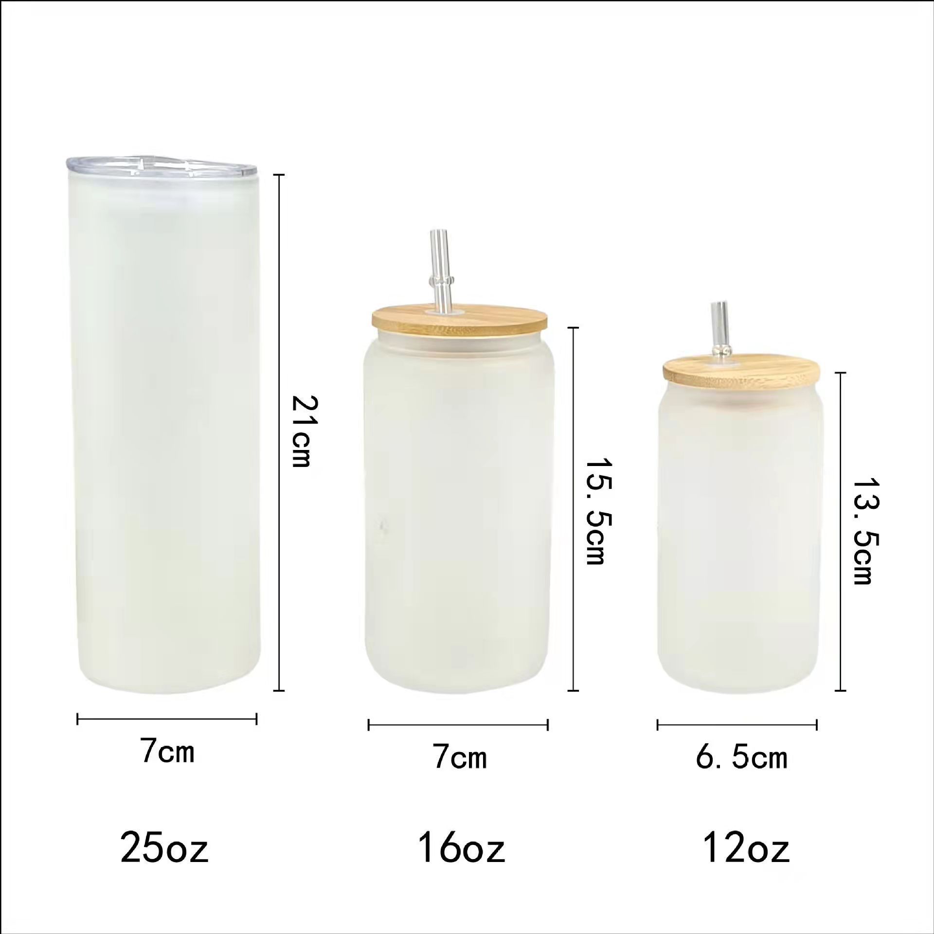 Glass Water Glasses with Straw Beer Travel Straight Glass Cans Sublimation Flask Water Bottle Blank Tumbler
