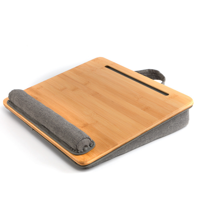 New Design Portable Laptop Bed Desk with Microbeads Cushion Bamboo Computer Table Phone Pad Holder for Study Working
