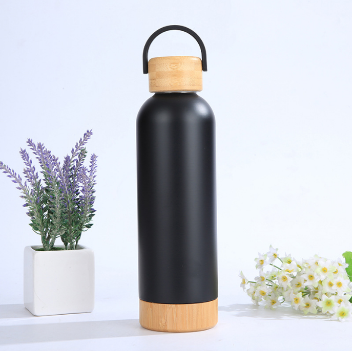 Cool And Hot Sports Bottle Business Logo Travel Mugs Sport Beautiful Water Mug With Bamboo Handle Lid And Base