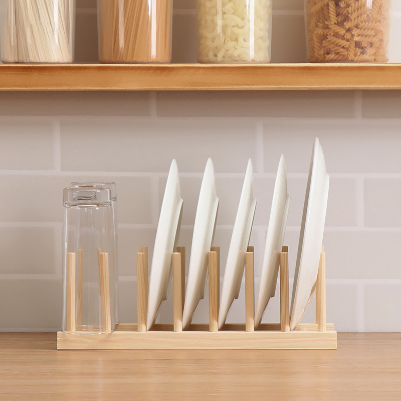 Dish Drainer Kitchen Plate Rack Kitchen Home Storage Organization Bamboo Collapsible Dish Drying Rack
