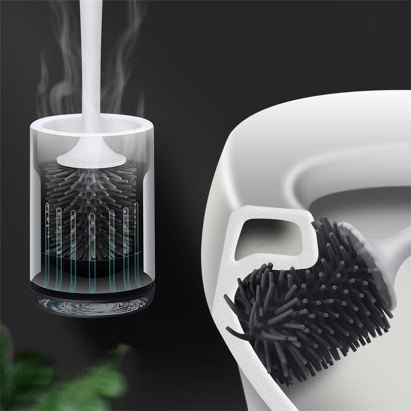 Toilet Rubber Brush Head Holder Cleaning Tool For Toilet Wall Hanging Standing Household Floor Cleaning Bathroom Accessories